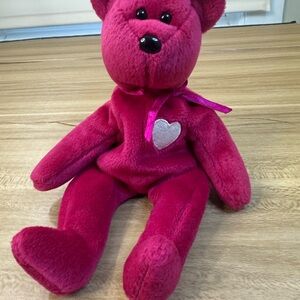 Valentina Magenta Plush Bear with Heart Accent